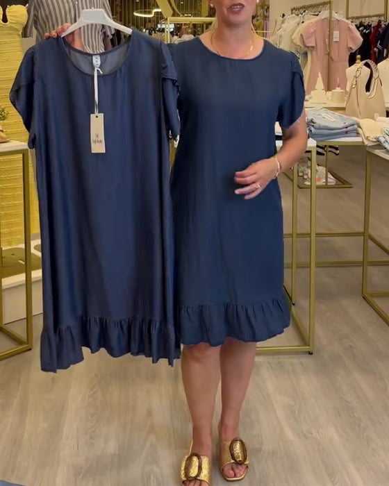 Casual Denim Ruffle Dress