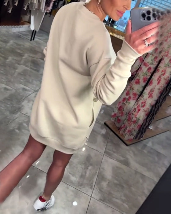Pullover Pocket Long Sleeve Dress
