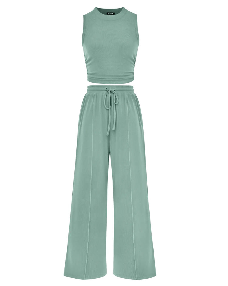Vest and Elastic-Waist Trousers Set