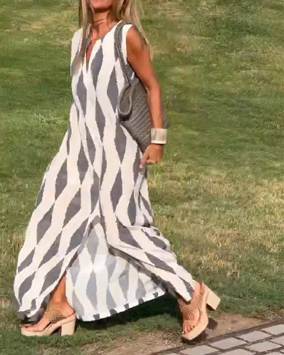 Diamond print slit dress