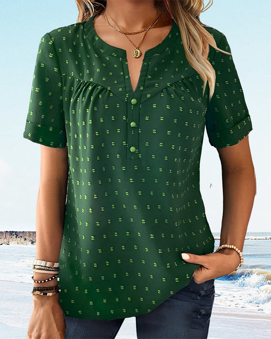 V-neck button down T-shirt