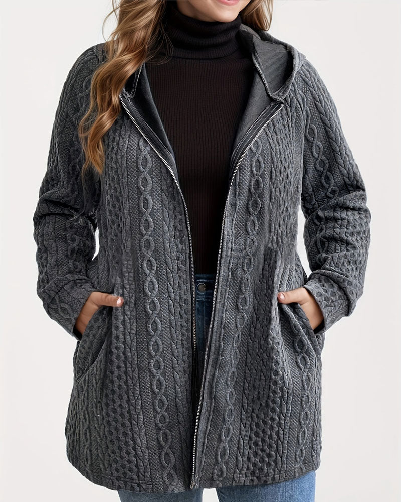 Solid Color Corrugated Hooded Coat