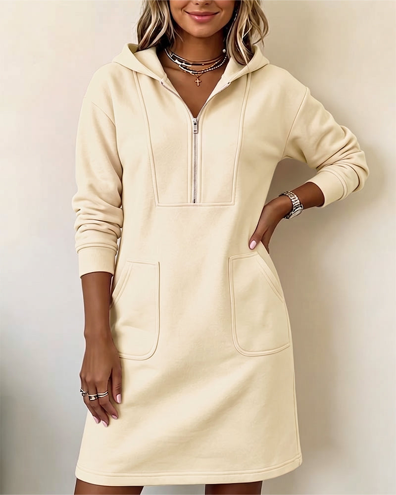 Hooded Zip Pocket Dress
