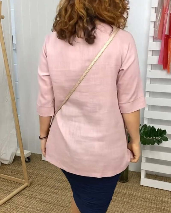 Irregular patchwork round neck comfortable top