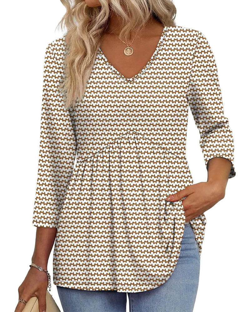Loose Three-Quarter Sleeve Casual Blouse