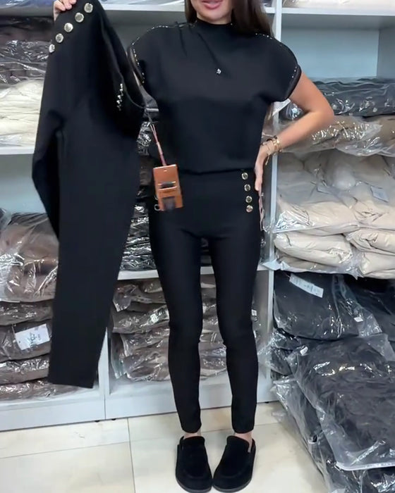 Stylish Button-Up Stretch Pants