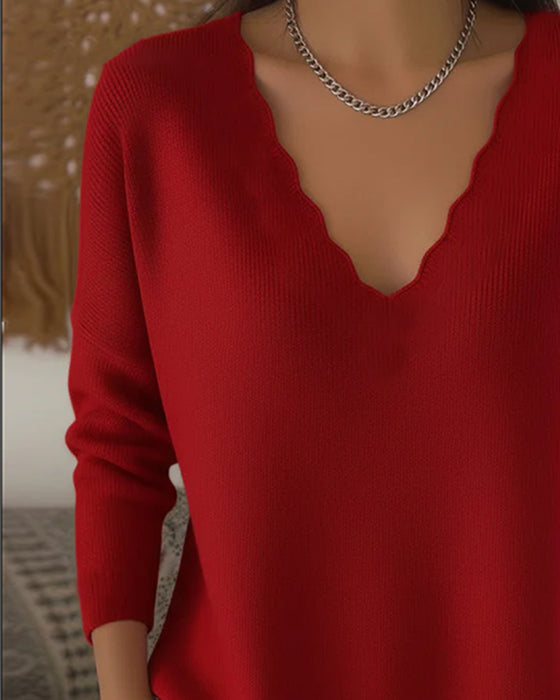 V-Neck Soft Knitted Pullover