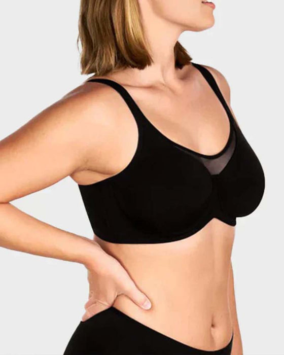 Mesh Splice Underwire Push-Up Bra