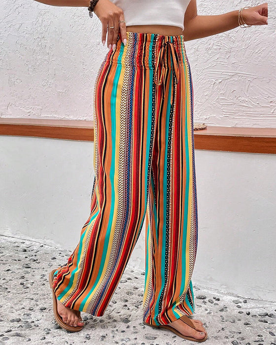 Colorful drawstring casual pants