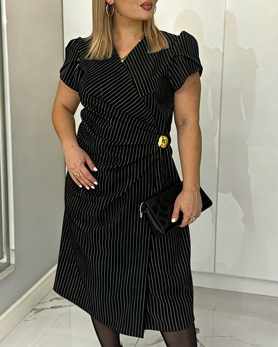 Elegant Striped Waist Dress