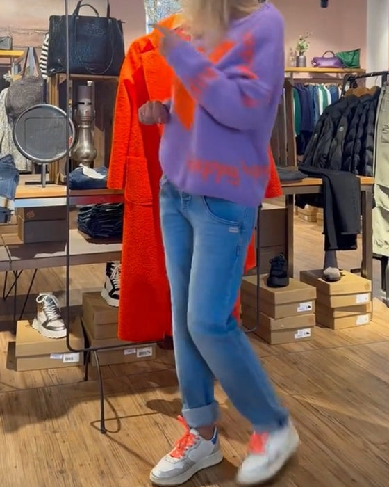 Long sleeve heart print sweater