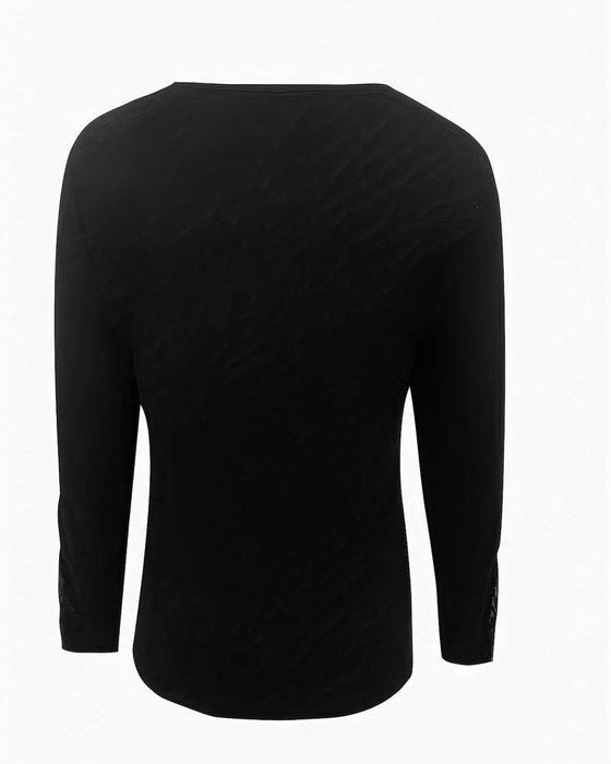 V-neck lace long-sleeved top