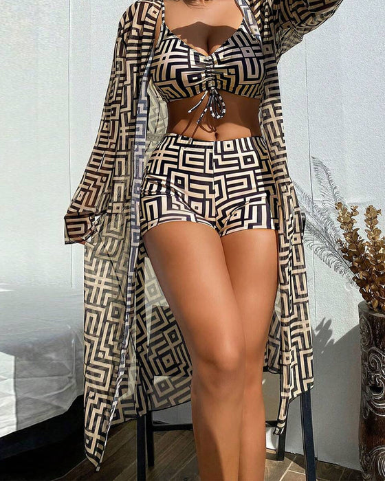 High Waist Three-Piece Swimsuit