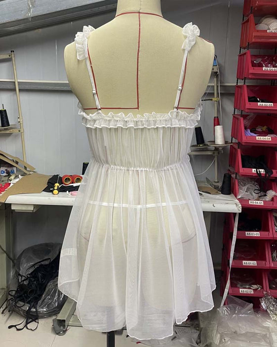 Sheer Mesh Strappy Sexy Nightdress