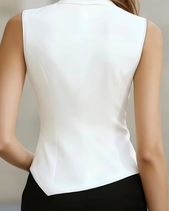 Solid Cross Sleeveless Blouse