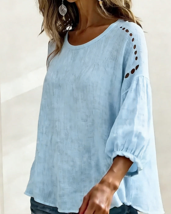 Hollow 100% Cotton  Blouse