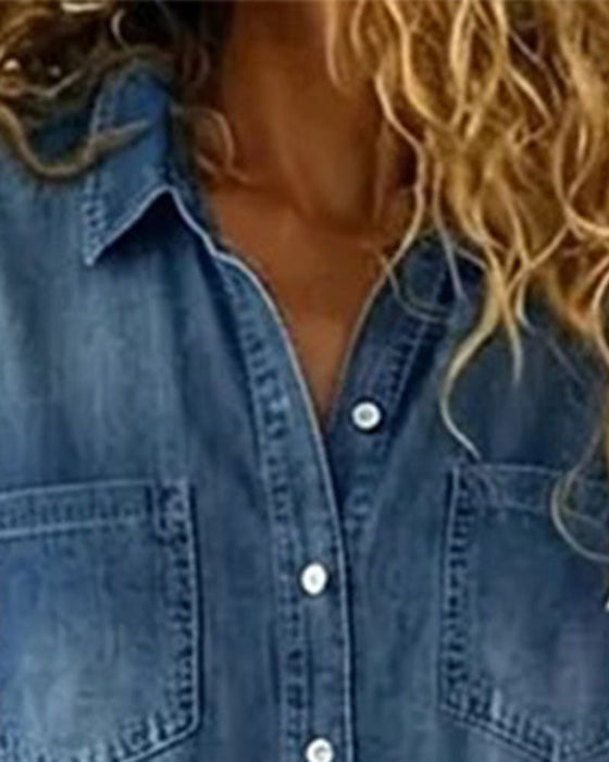 Short Sleeve Denim Jumpsuits