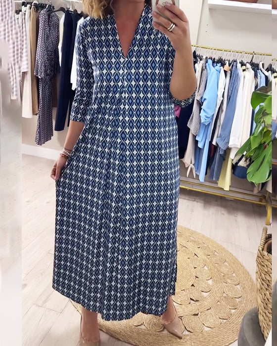 Geometric Print Maxi Dress