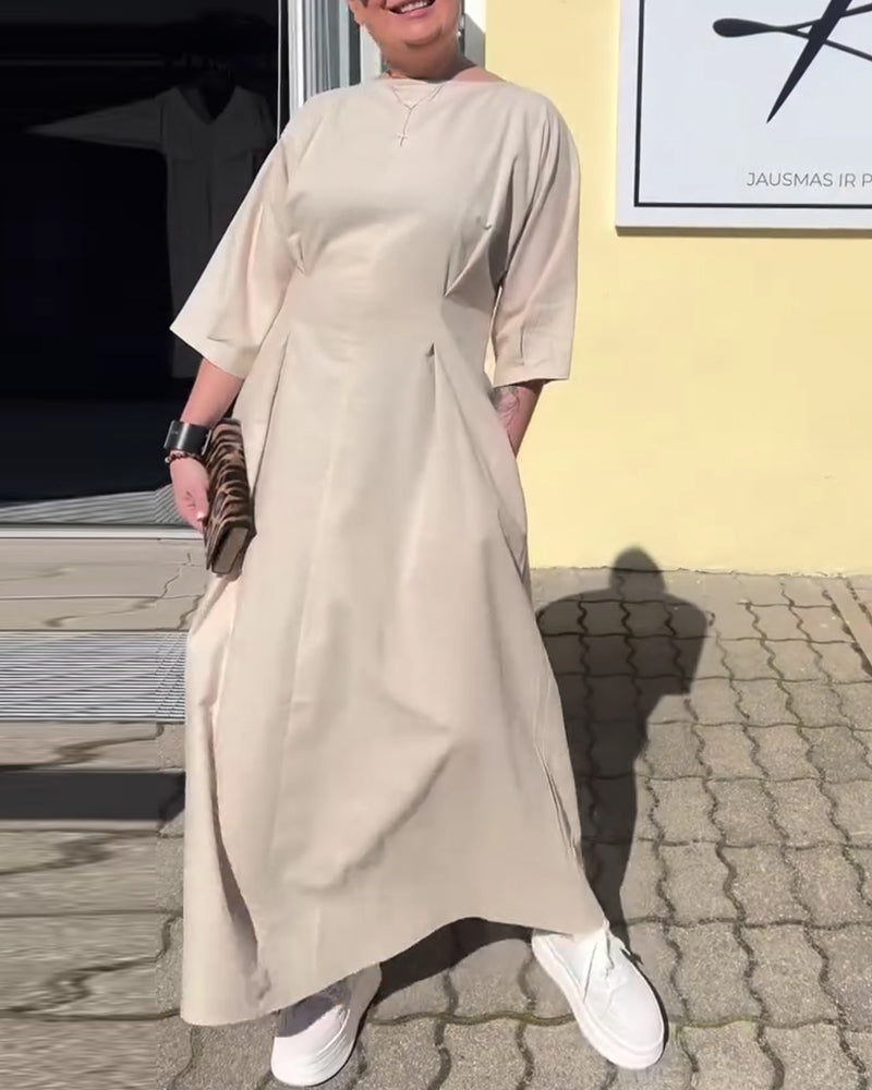 Round Neck Fitted Waist Fashion Dress