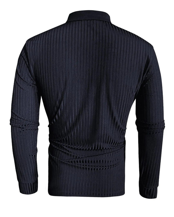 Collared Button Vertical Stripe Shirt