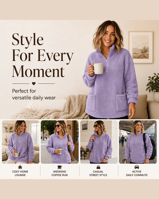 Solid Color Stand Collar Sweatshirt