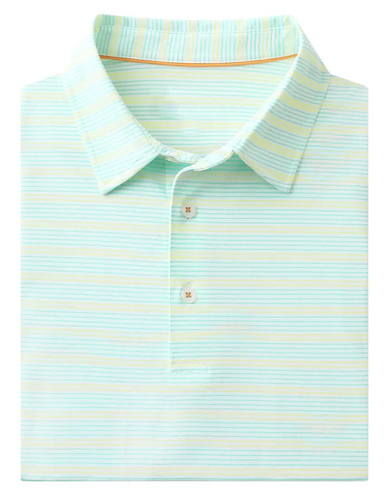 Lapel Blue And White Fine Stripe T-Shirt