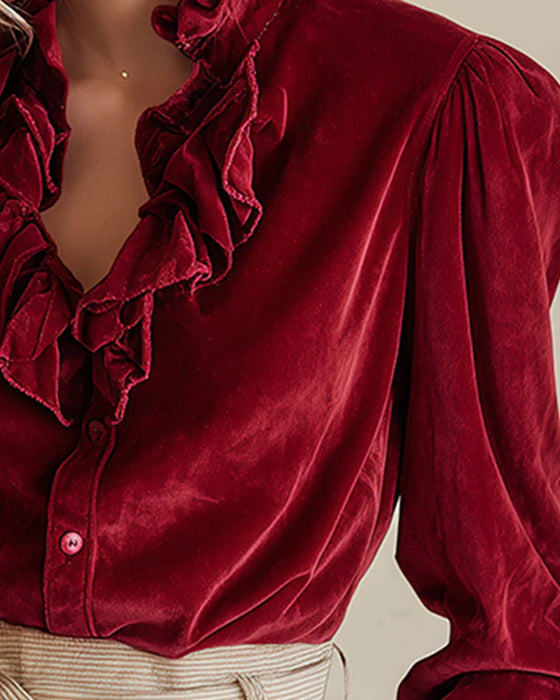 Ruffled Puff Sleeve Top