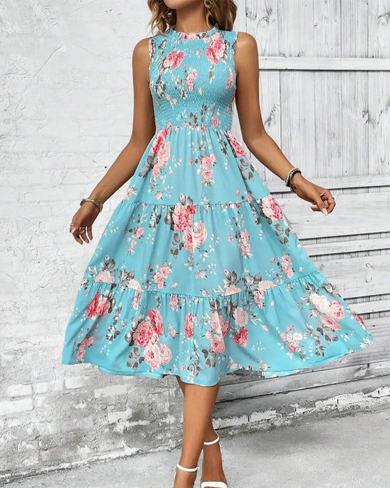 Floral Print Smocked Dress
