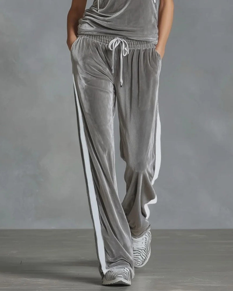 Velvet Hooded Sleeveless Set