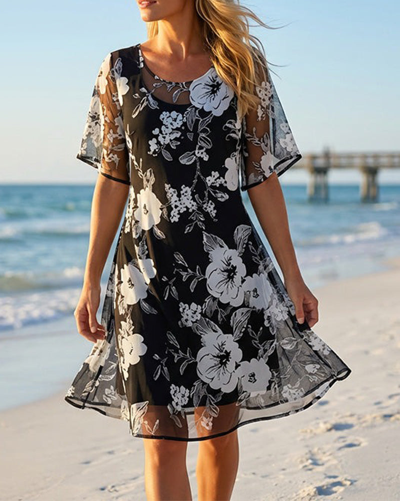 Round Neck Floral Dress