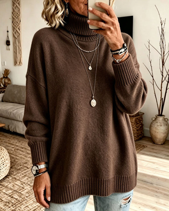 High-Neck Loose Pullover