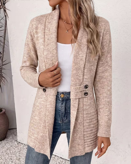 Solid Color Button Embellished Cardigan