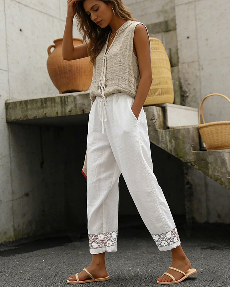 Cropped Lace Ankle Pants