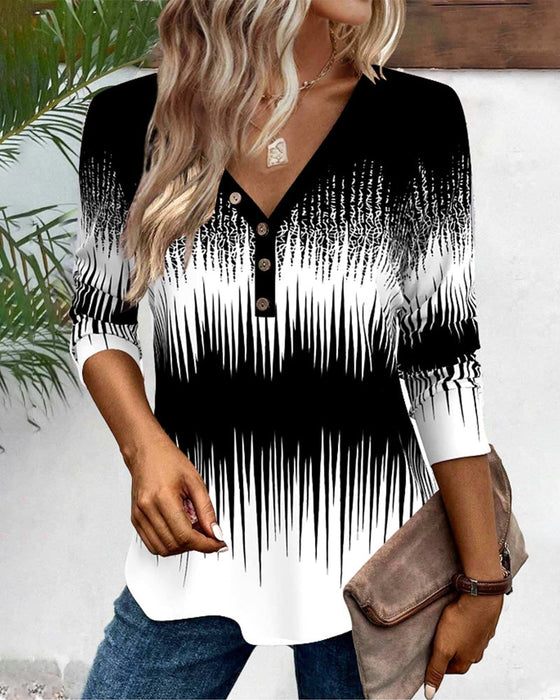 Buttoned gradient pattern top