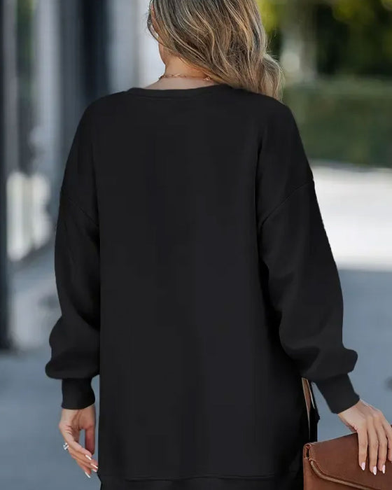 Wine Glass Christmas Print Long Sweatshirt Dress