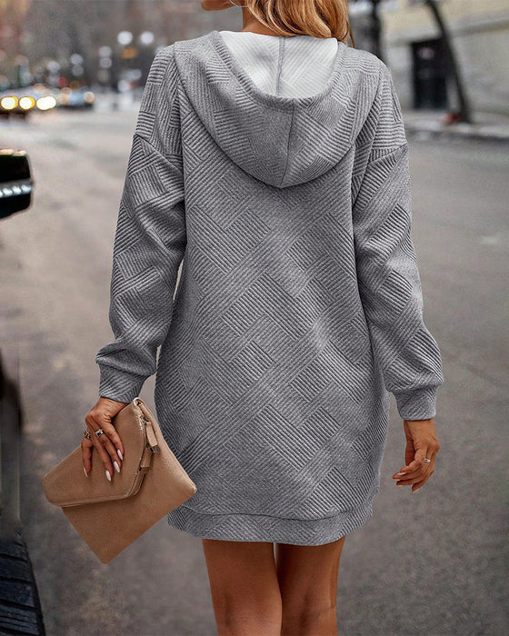 Solid color casual hooded dress