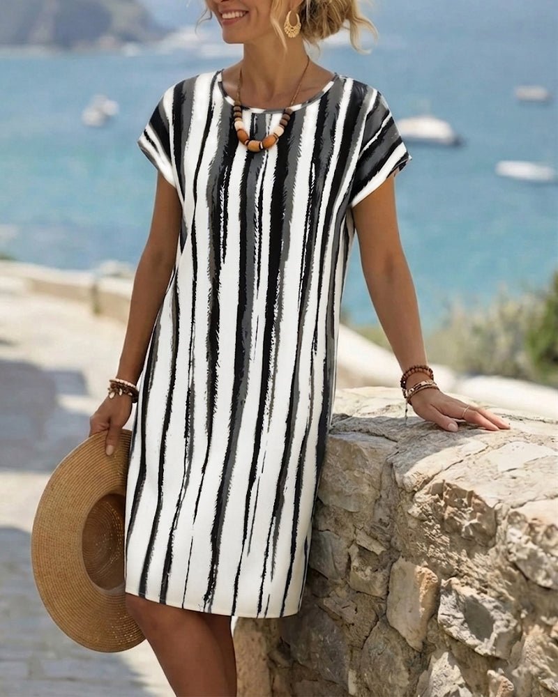Vertical Stripe Shift Dress