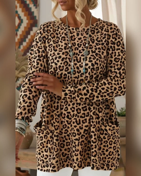 Leopard Print Round-Neck Top