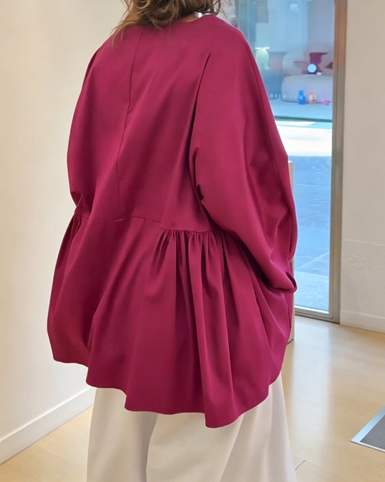 Solid Color Long Sleeve Blouse
