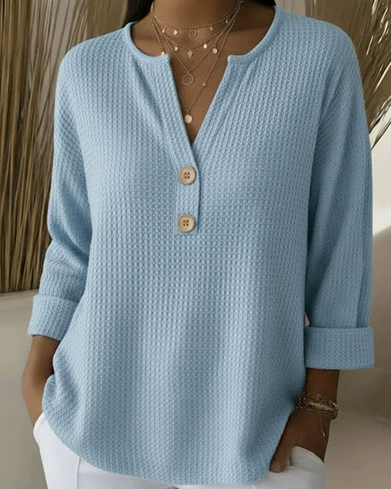 V-Neck Waffle Women's Top