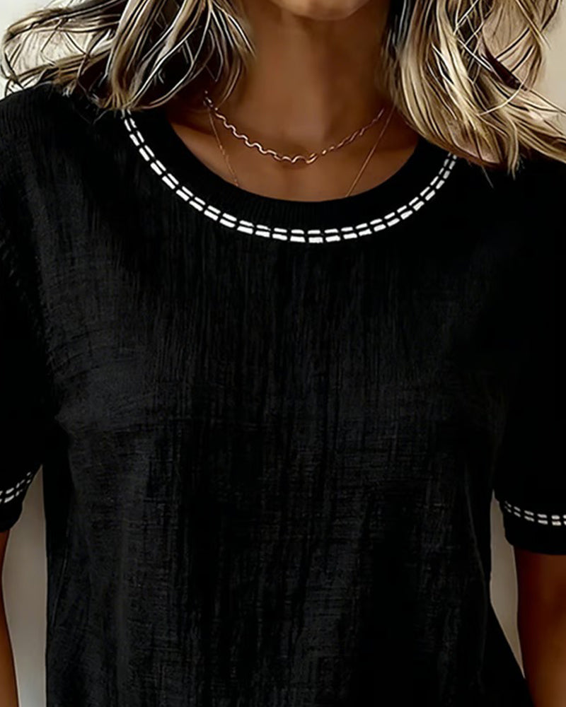 Round Neck Short Sleeve Top