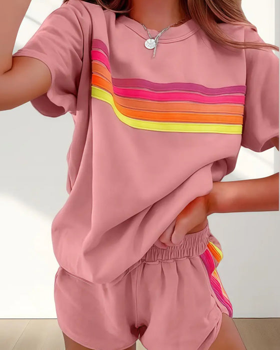Casual Striped Two-Piece Set