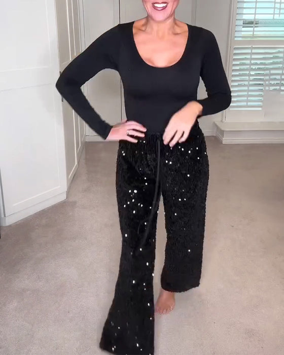 Stylish Solid Color Straight Leg Pants