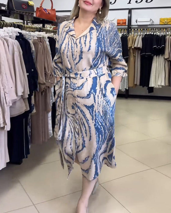 Casual lapel printed dress
