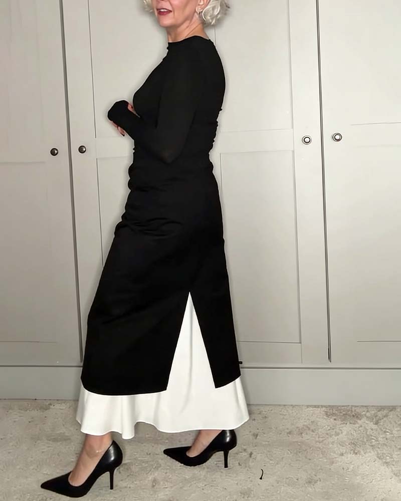 Slimming Color-Blocked Maxi Dress