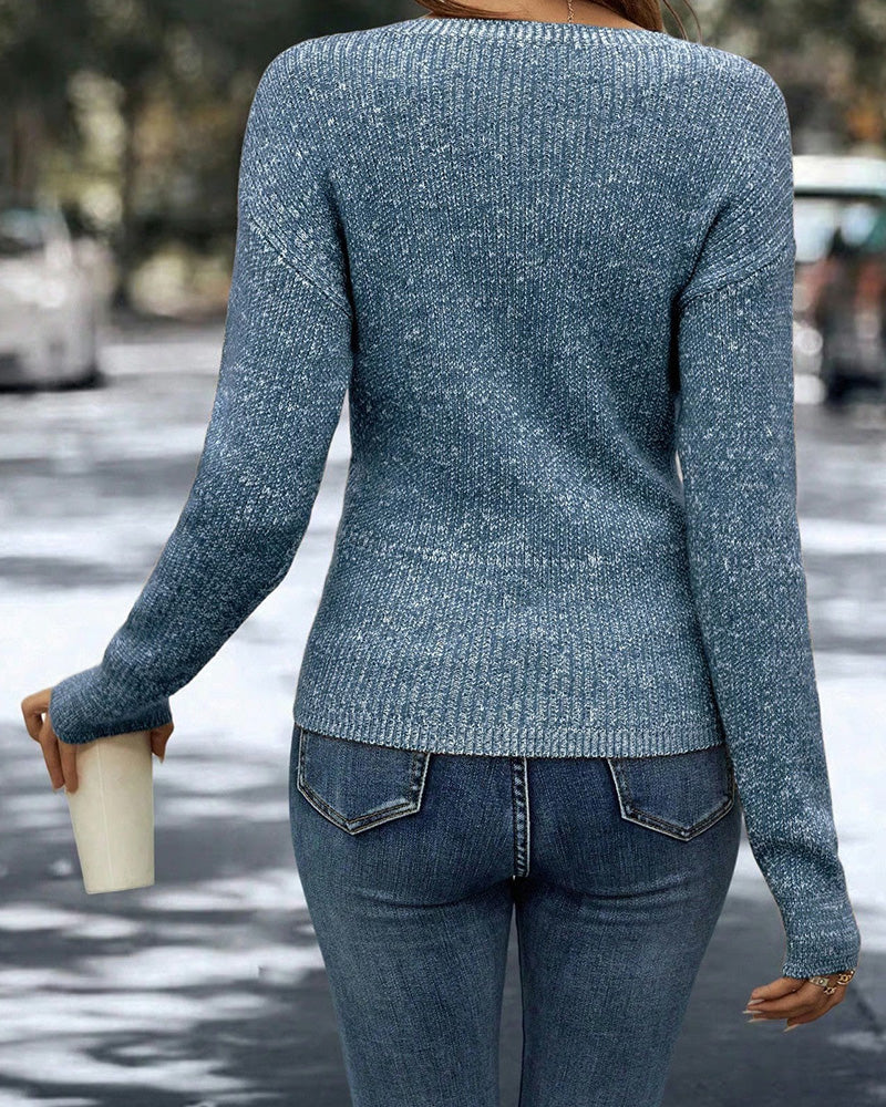 Elegant V-Neck Ruched Pullover