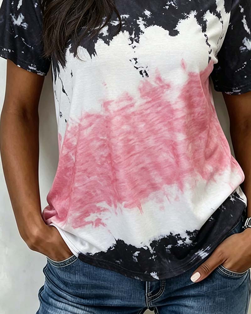 Crew Neck Tie-Dye Short Sleeve T-Shirt