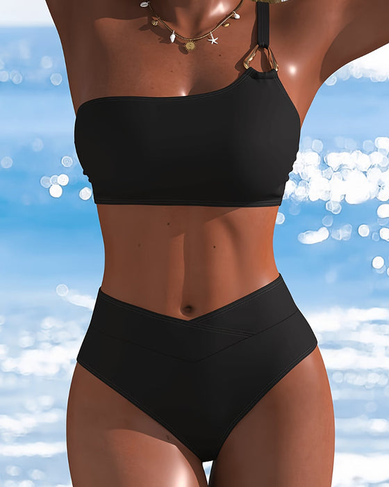 Asymmetrical Metal Ring Bikini
