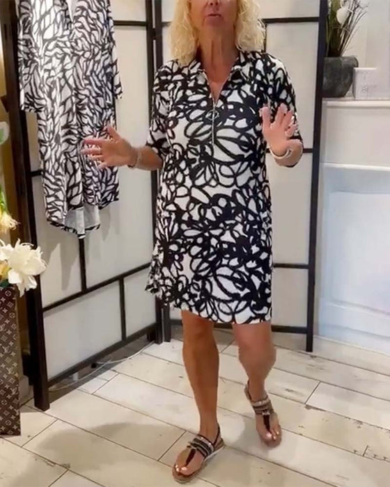 Zipper Pocket Midi Dress