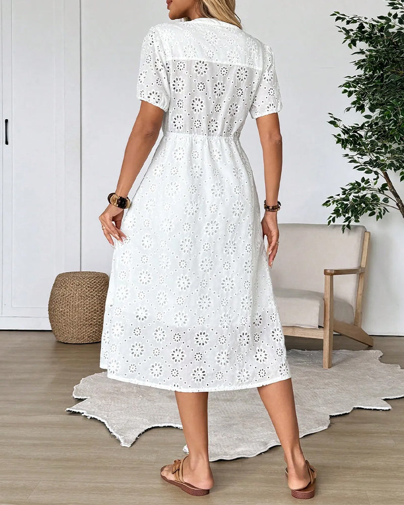 Cut-Out V-Neck Shirt Dresses